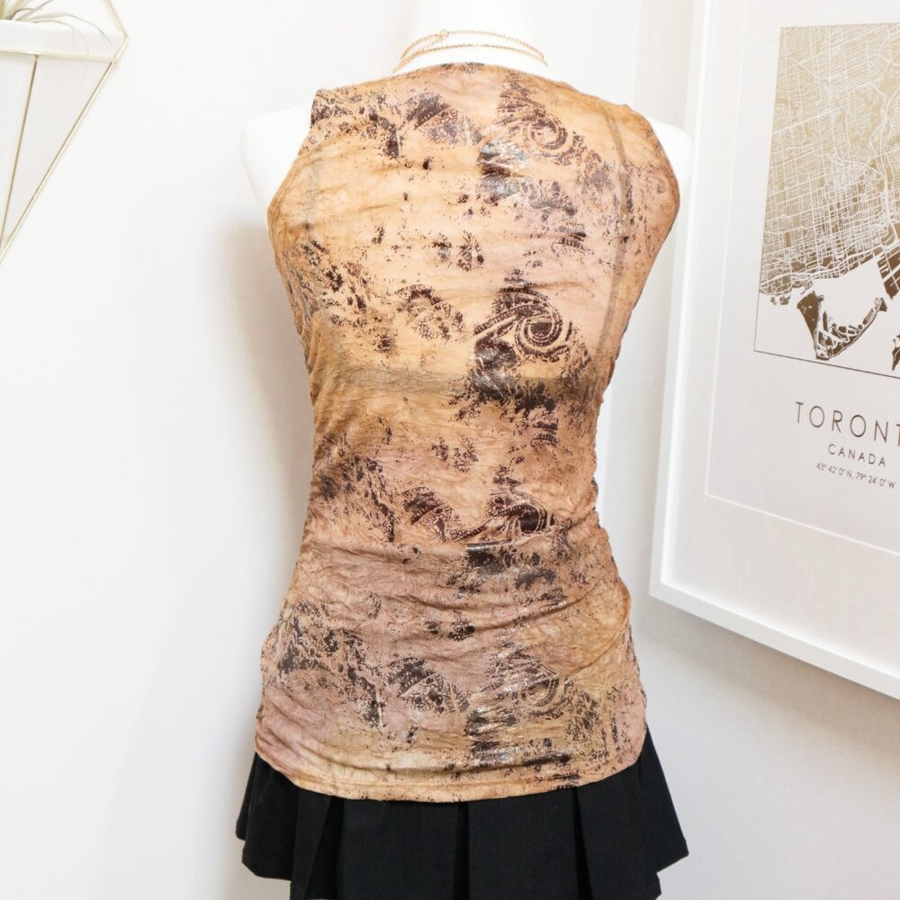 Beige Distressed Look Cowl Neck Top 🕰️ SUZY SHIER - Picture 3 of 7